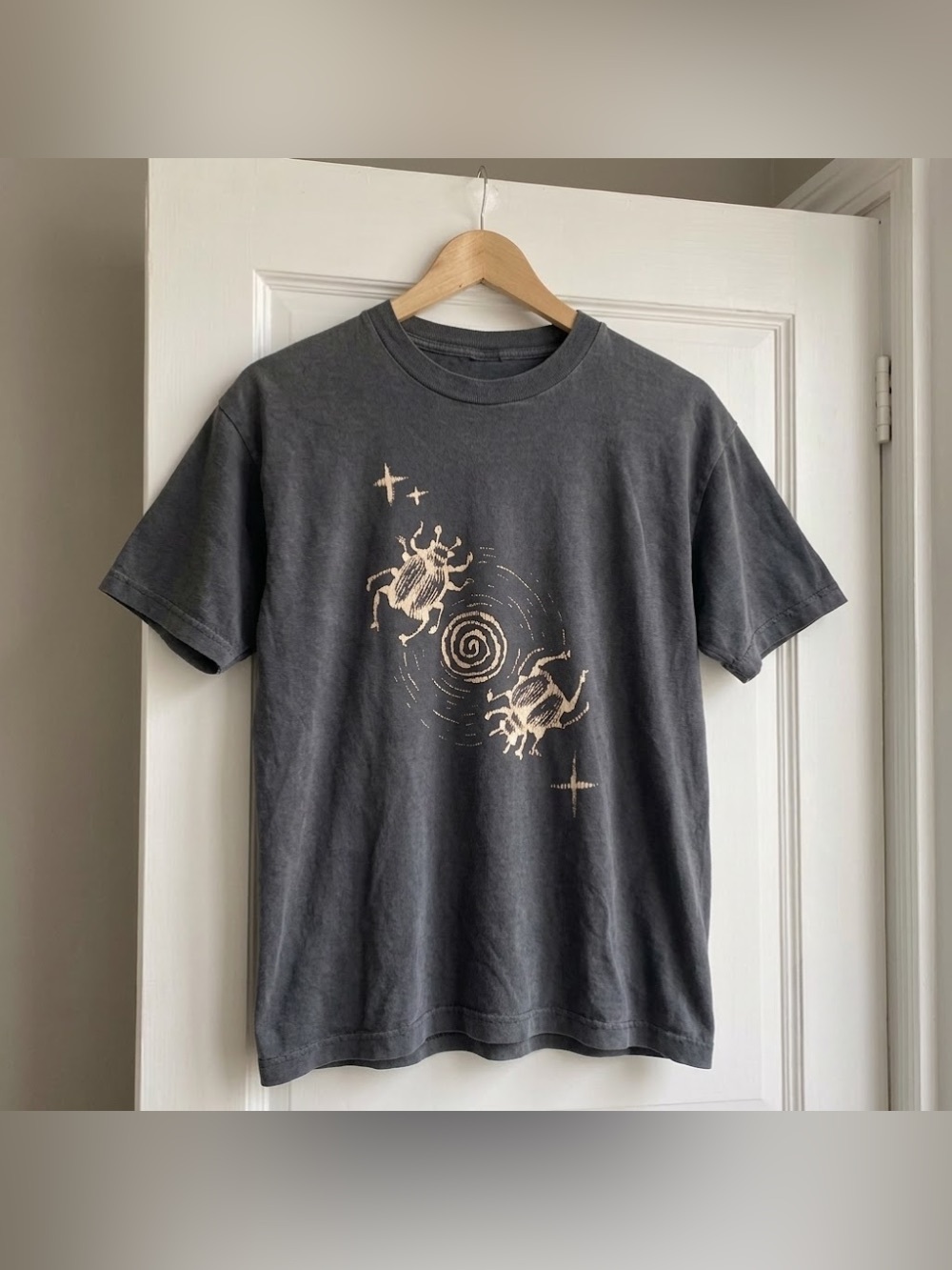 Celestial Beetles Spiral Stars Black Cottagecore Nature Graphic T-Shirt